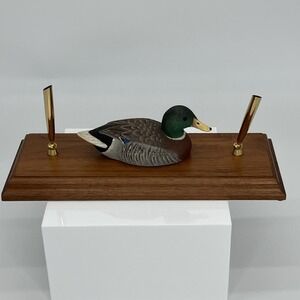 Vtg‎ Duck Bird Fountain Dual Pen Desktop Holder Old Money Heritage Library
